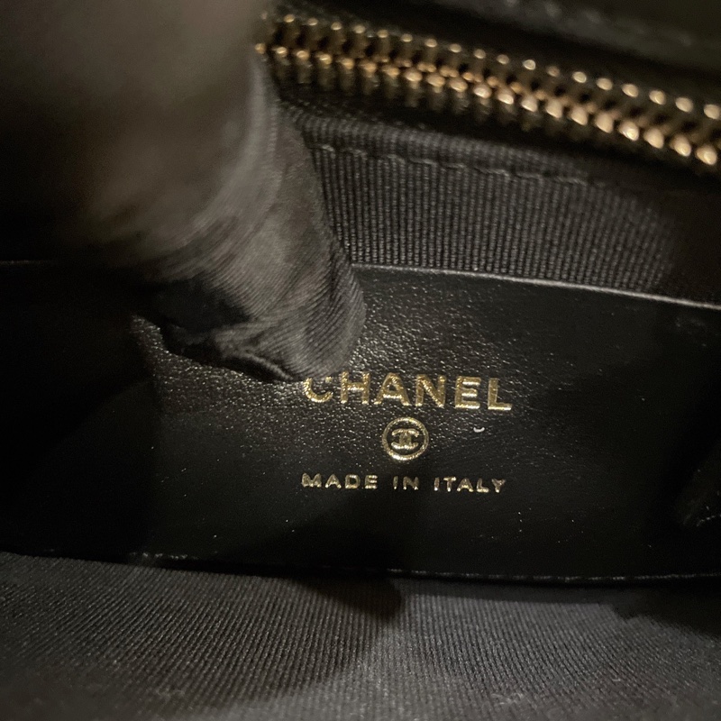 Chanel 香奈兒 23b 黑金小號雙鏈條hobo 芯片款 可手提斜挎肩背-13