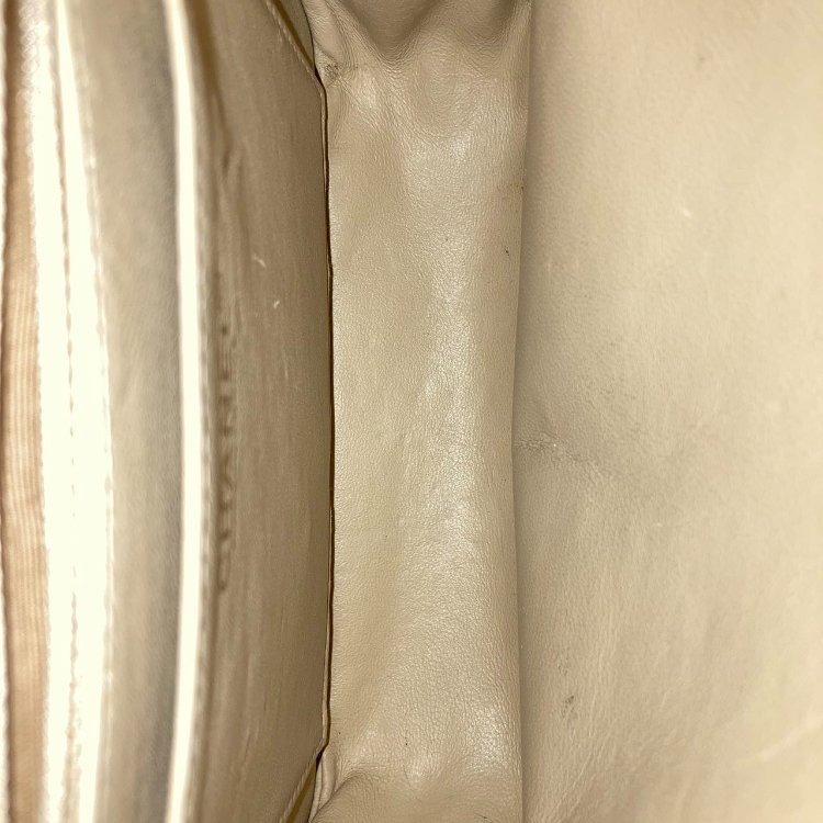 C003 Chanel 奶茶色小羊皮拼漆皮CF金鍊方胖-24