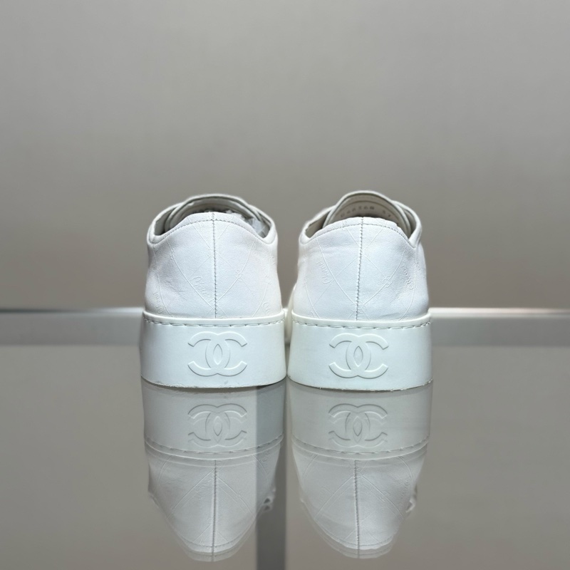 Chanel香奈兒 25P 暗紋Logo油蠟皮厚底大頭鞋 37碼-3