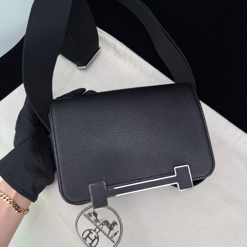 Hermès 愛馬仕geta黑銀山羊皮 Z刻   附件塵袋-0