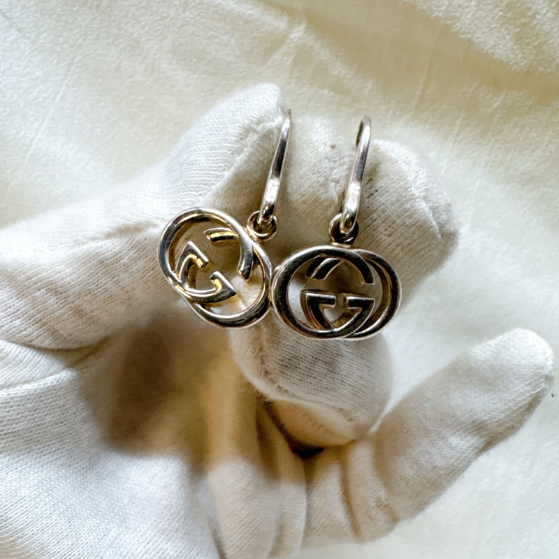 二手正品Gucci Interlocking G系列純銀耳環 Gucci耳環 Gucci飾品 垂墜耳環-12