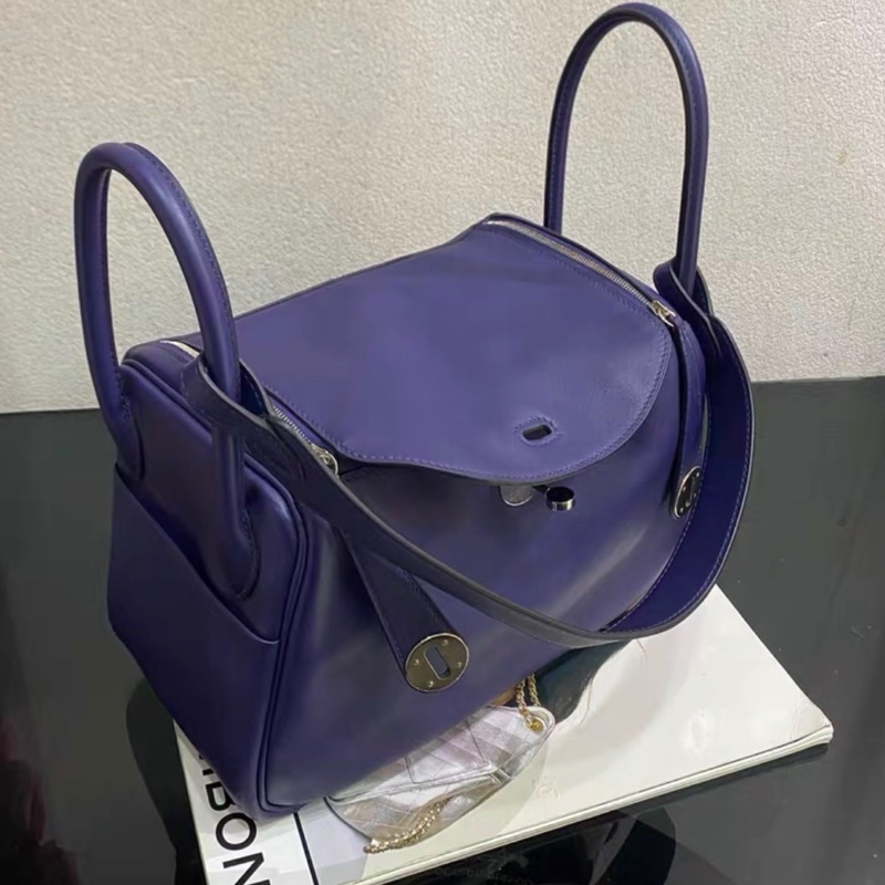 🌈Hermes💙深紫内拼藍色銀扣💙98新🌈Swift皮🌟lindy26🌟lindy🌟愛馬仕🌟-1