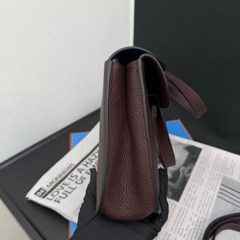 Hermès 愛馬仕Halzan25馬鞍紅內拼藍 TC皮 U刻-3