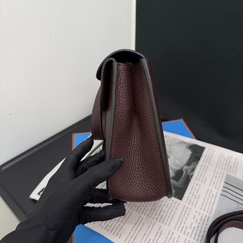 Hermès 愛馬仕Halzan25馬鞍紅內拼藍 TC皮 U刻-5