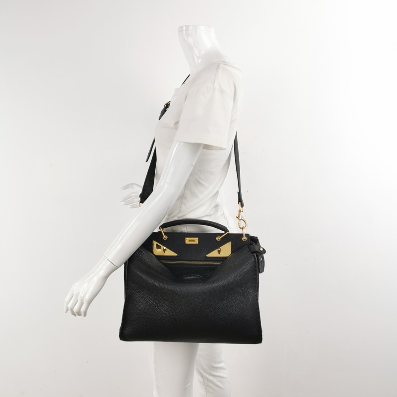 Fendi Peekaboo躲貓貓牛皮小惡魔圖案扭鎖斜挎包單肩包-5