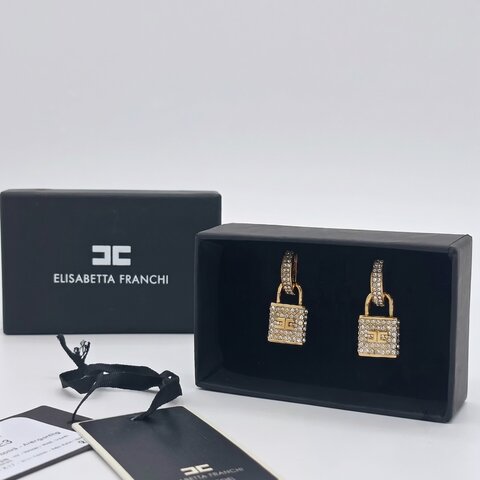 ELISABETTA FRANCHI 經典掛鎖|滿水鑽💎七夕送禮|兩用耳環