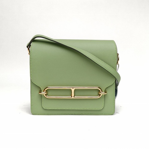 HERMES Roulis豬鼻子19牛油果綠EC皮Z刻金扣肩背包