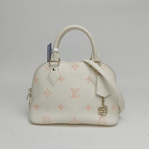 LOUIS VUITTON 牛皮晶片ALMA貝殼包BB草莓霜淇淋色肩背包
