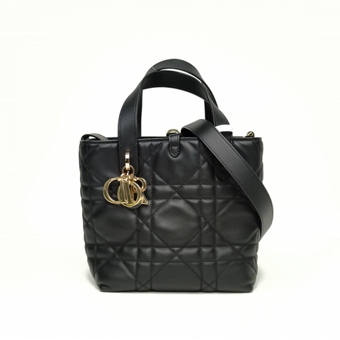 DIOR Toujours豎版小號16黑色牛皮金扣肩背包2025