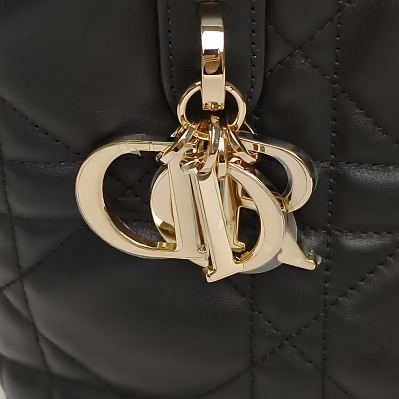 DIOR Toujours豎版小號16黑色牛皮金扣肩背包2025-4
