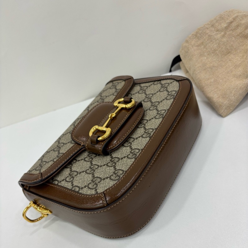 Gucci 古馳 1955馬鞍包 mini號 經典老花拼皮 雙肩帶 22年購證 尺寸：20.5×14.5×5cm-4