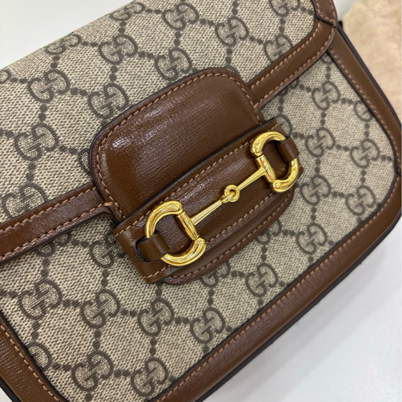 Gucci 古馳 1955馬鞍包 mini號 經典老花拼皮 雙肩帶 22年購證 尺寸：20.5×14.5×5cm-5