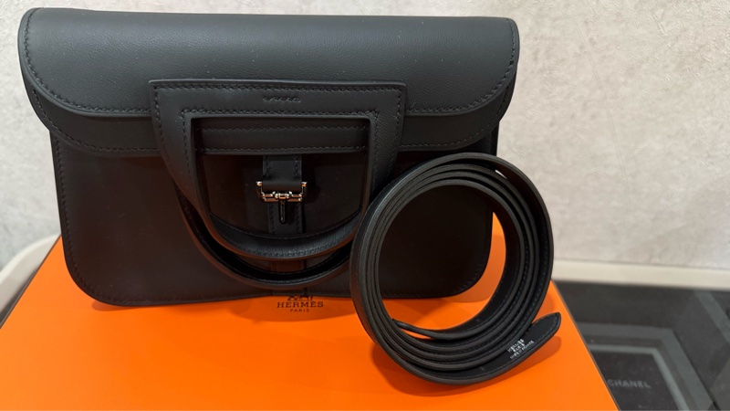 Hermes 愛馬仕 mini halzan黑銀 全新全配-2