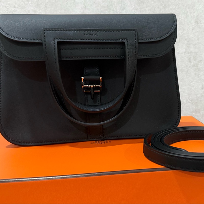 Hermes 愛馬仕 mini halzan黑銀 全新全配-9