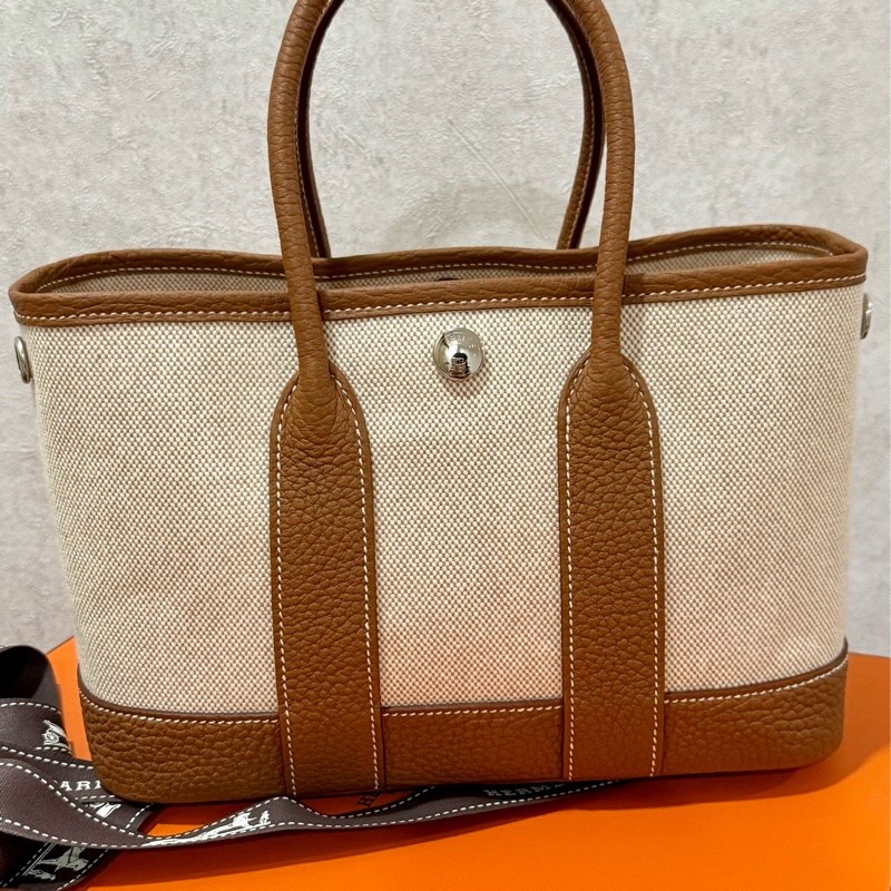 愛馬仕Hermes mini garden party 金棕帆布 全球全配 最新刻印-0