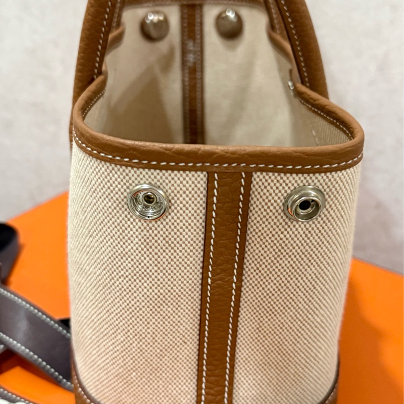 愛馬仕Hermes mini garden party 金棕帆布 全球全配 最新刻印-1
