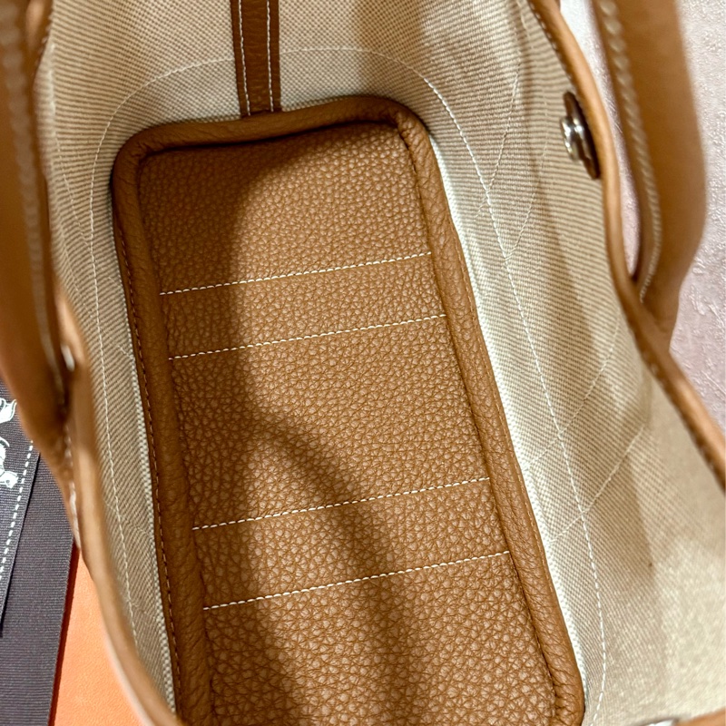 愛馬仕Hermes mini garden party 金棕帆布 全球全配 最新刻印-11