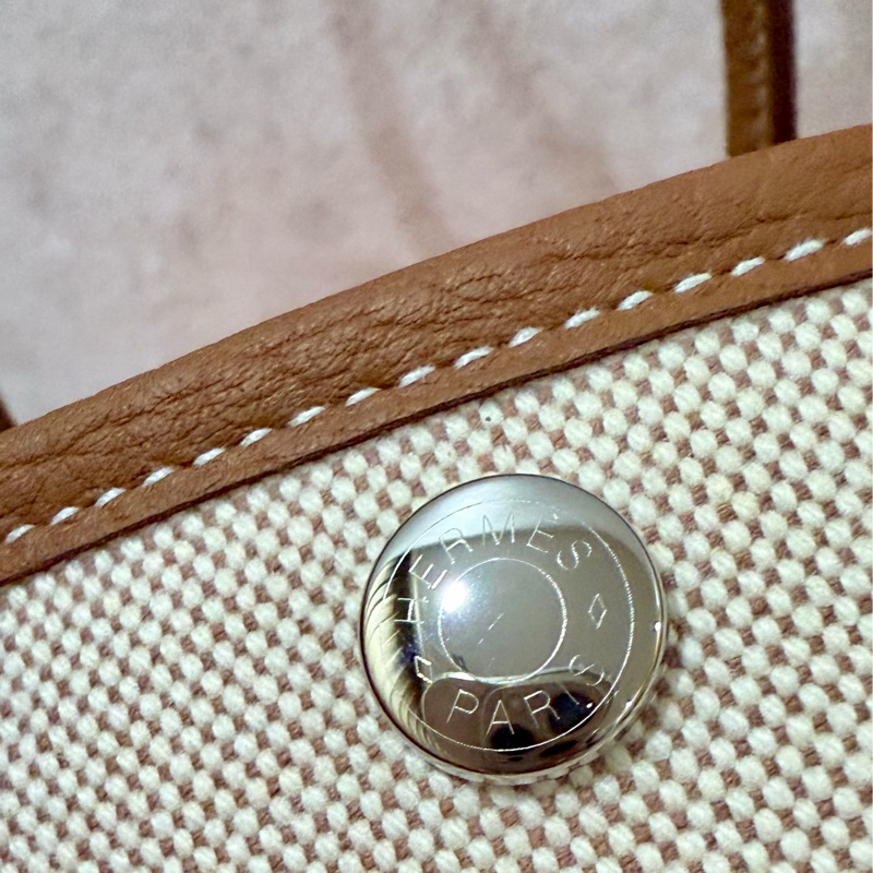 愛馬仕Hermes mini garden party 金棕帆布 全球全配 最新刻印-12