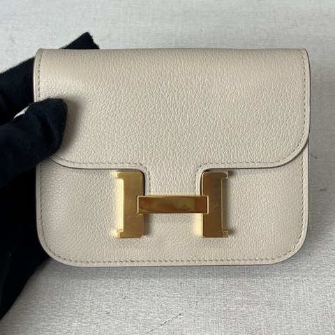 Hermes愛馬仕Constance Slim康康奶昔白金扣零錢包卡包