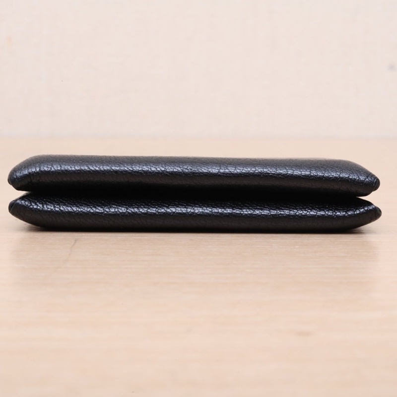 HERMES Calvi卡包黑色Chevre山羊皮D刻銀扣-3