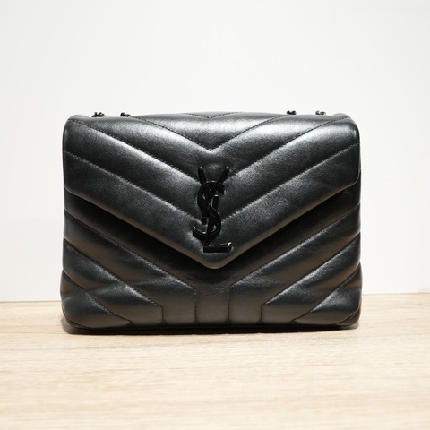 SAINT LAURENT 黑色黑扣yslloulou方胖子小號肩背包