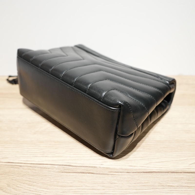 SAINT LAURENT 黑色黑扣yslloulou方胖子小號肩背包-3