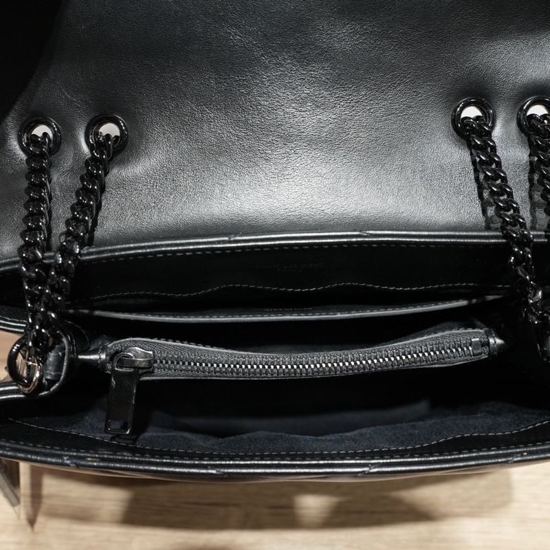 SAINT LAURENT 黑色黑扣yslloulou方胖子小號肩背包-5