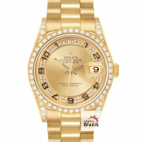 【大眾名錶】ROLEX 勞力士 18388 Day-Date 蠔式18K 市場少有 原廠鑽圈/鑽腳 大眾名錶B1352