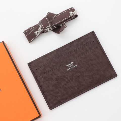 Hermès 愛馬仕 卡包 深酒紅色 U刻 絲巾內裡