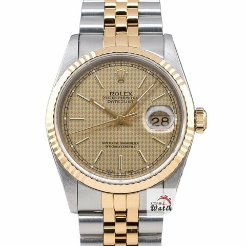【大眾名錶】ROLEX 勞力士16233 Datejust 蠔式日誌 千鳥格T柱面盤 台灣保單 大眾名錶B1353