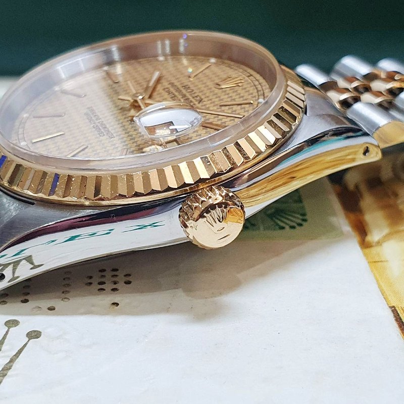 【大眾名錶】ROLEX 勞力士16233 Datejust 蠔式日誌 千鳥格T柱面盤 台灣保單 大眾名錶B1353-6