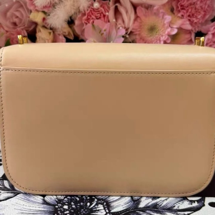 LOEWE 奶茶色金扣 細膩光面box皮 19x6x13.5cm 99新配件肩帶 塵袋-8