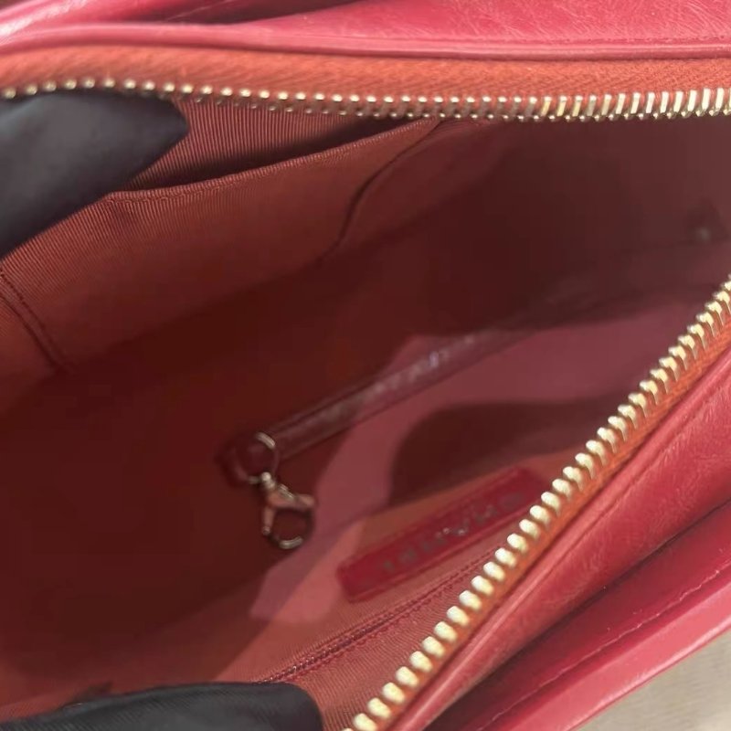 Chanel 橘色拼皮 V紋 流浪包 小號 鏈條包 肩背斜背包 20*17cm 98新配件塵袋 購證 保卡-3