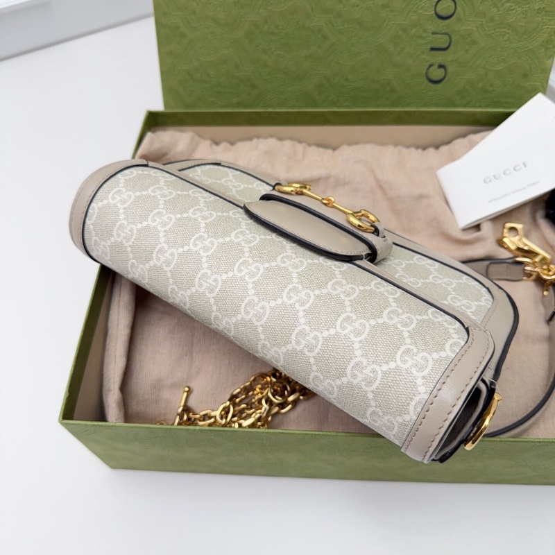 全新古馳/Gucci Horsebit 1955馬銜扣系列 燕麥色法棍-3