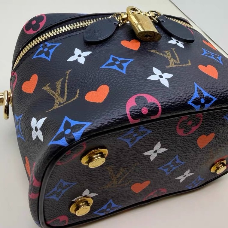 LV 黑三彩 老花化妝包 19*13cm 98新配件鑰匙鎖 塵袋-5