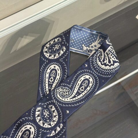 HERMES Cheval de Coeur Bandana愛心駿馬Twilly - 藍