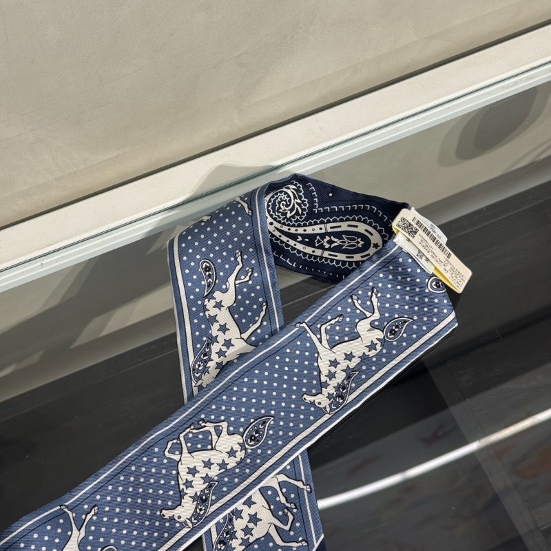HERMES Cheval de Coeur Bandana愛心駿馬Twilly - 藍-2
