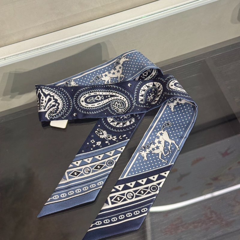 HERMES Cheval de Coeur Bandana愛心駿馬Twilly - 藍-3