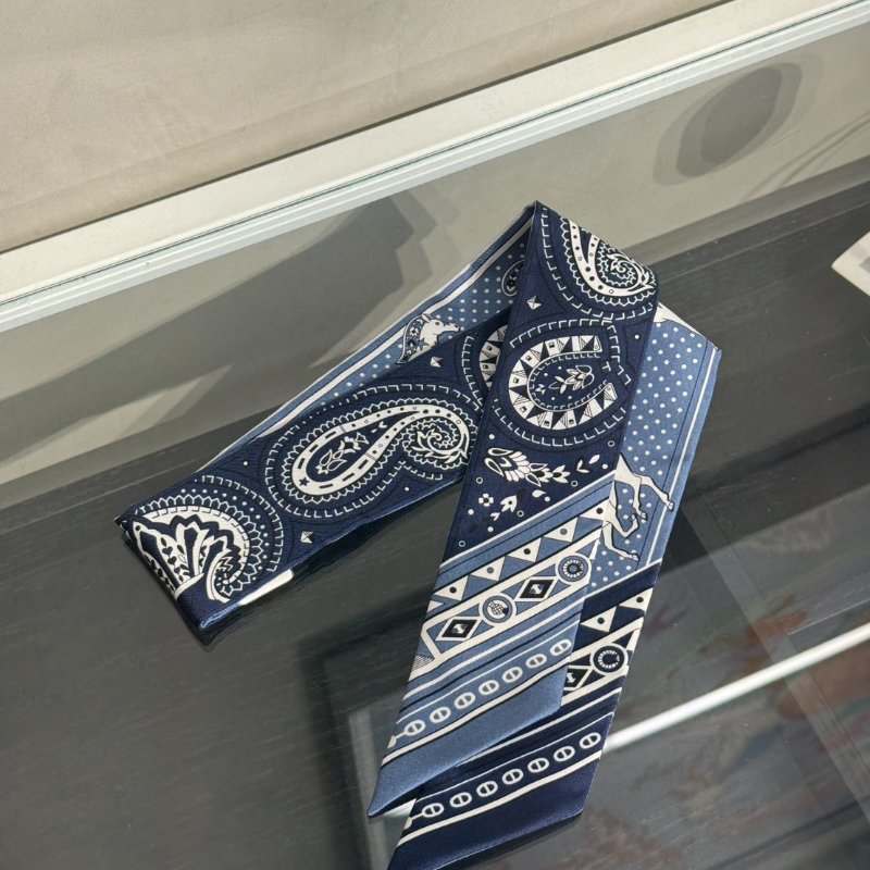 HERMES Cheval de Coeur Bandana愛心駿馬Twilly - 藍-4