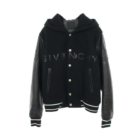 紀梵希 (GIVENCHY) 棒球夾克 其他夾克 BM00XX6Y16-001 皮革羊毛 黑色 二手 男款