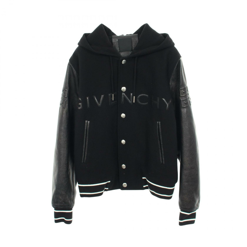 紀梵希 (GIVENCHY) 棒球夾克 其他夾克 BM00XX6Y16-001 皮革羊毛 黑色 二手 男款-0
