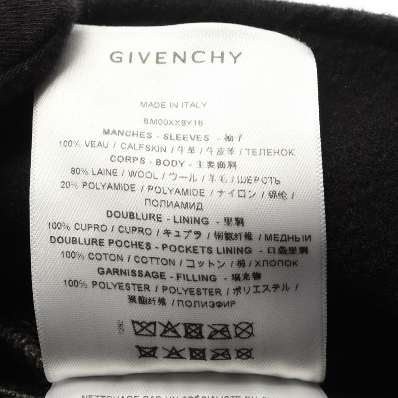 紀梵希 (GIVENCHY) 棒球夾克 其他夾克 BM00XX6Y16-001 皮革羊毛 黑色 二手 男款-4