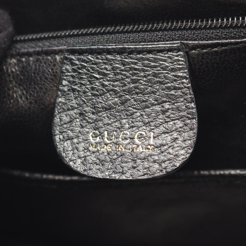 GUCCI 竹節單肩斜背包 000460188 黑色皮革 二手 女士-3