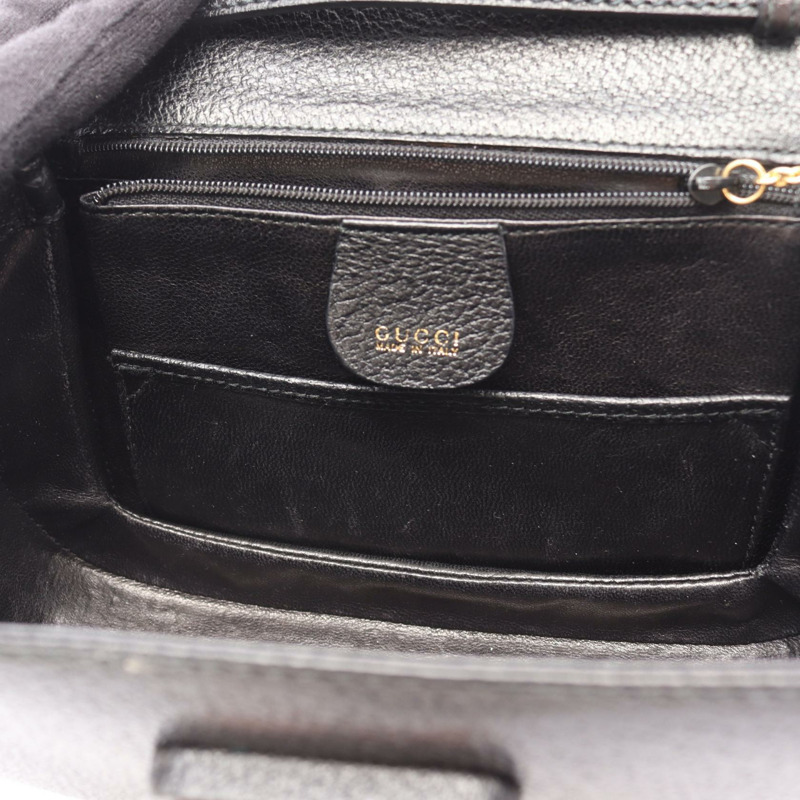 GUCCI 竹節單肩斜背包 000460188 黑色皮革 二手 女士-4