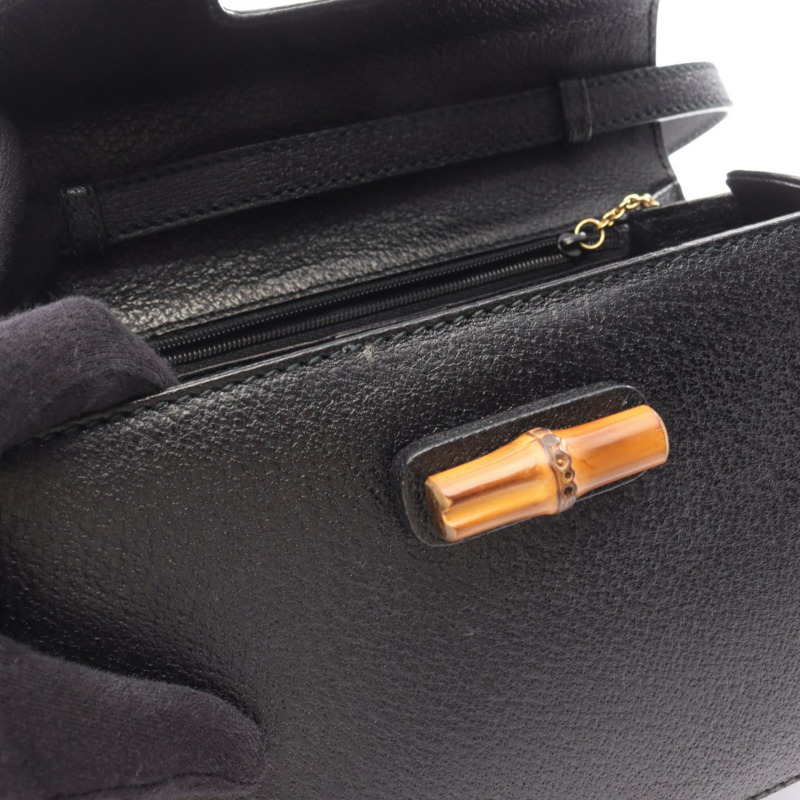 GUCCI 竹節單肩斜背包 000460188 黑色皮革 二手 女士-7