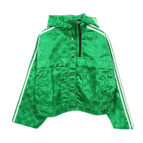 GUCCI Adidas GG 三葉草尼龍外套 697438 尼龍綠 二手 女款 36碼