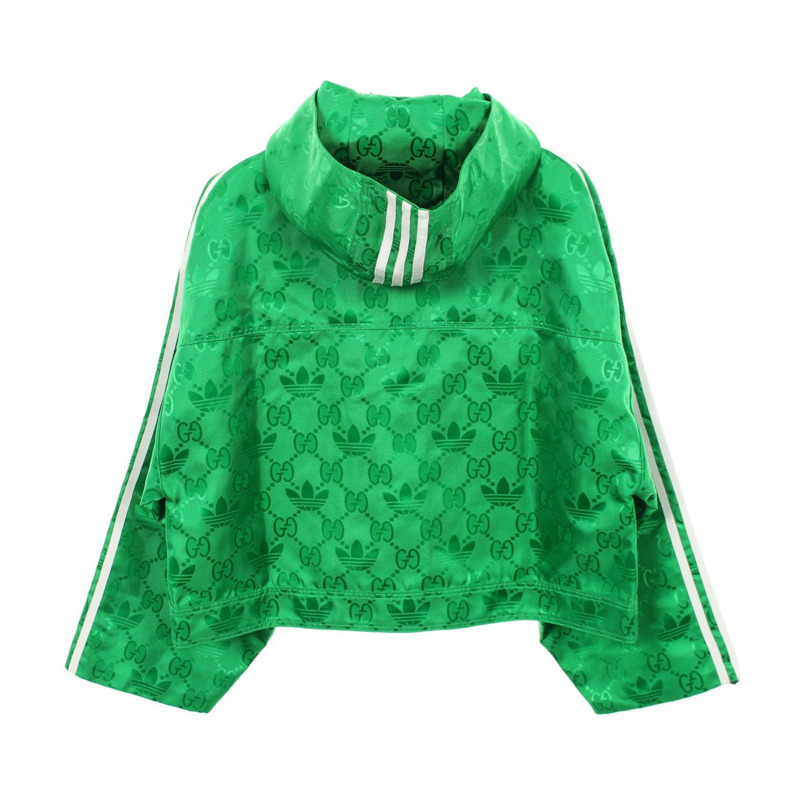 GUCCI Adidas GG 三葉草尼龍外套 697438 尼龍綠 二手 女款 36碼-1