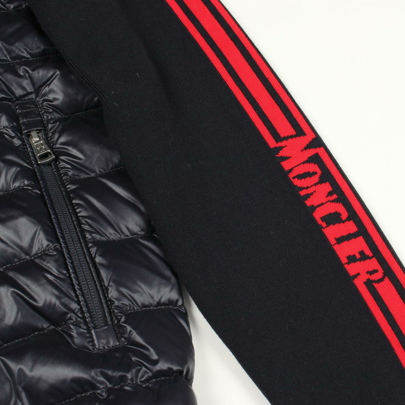 MONCLER 羽絨外套 Blouson 9B50000 尼龍棉混紡 海軍藍 紅色 二手 男款 #S-4