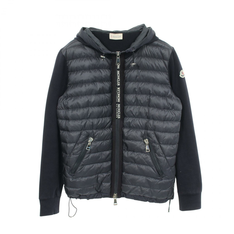 MONCLER 連帽羽絨外套 #S 8459800 尼龍棉混紡 海軍藍 二手 女款-0