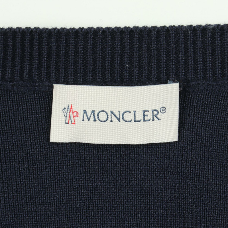 MONCLER 開襟羊毛拼接羽絨外套，海軍藍，二手女款V碼-2
